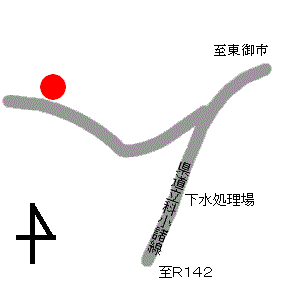 観音坂のおさんやさまのある場所を赤丸で示した地図