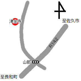 津金寺の場所を赤丸で示した地図