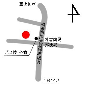 厄除観音堂の場所を赤丸で示した地図