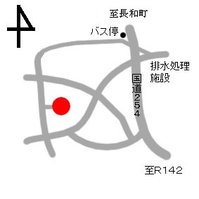 諏訪神社の場所を赤丸で示した地図