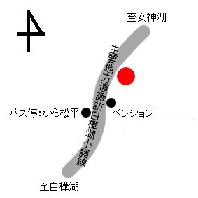 宇山堰石樋の場所を赤丸で示した地図