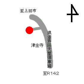 諏訪神社（山部）の場所を赤丸で示した地図