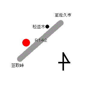 一里塚の場所を赤丸で示した地図